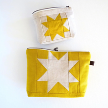 Load image into Gallery viewer, Medium Zipper Bag | Quilted Pouch | Sawtooth Star YELLOW
