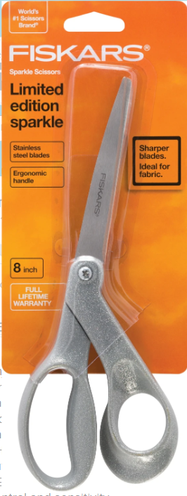 Fiskars Premier 8in Bent Sparkle Scissors in Silver