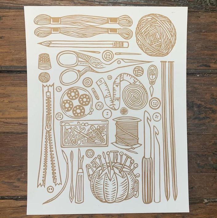 Sewing Kit Art Print by Laura K. Murdoch